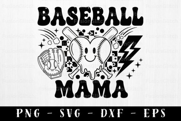 Baseball Mom SVG PNG Retro Groovy Mama