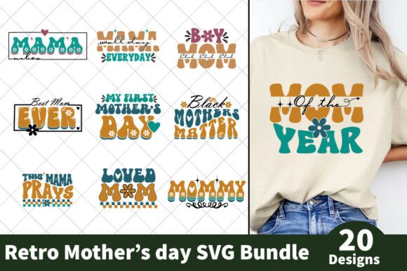 Retro Mother’s Day SVG Bundle, 20 Design